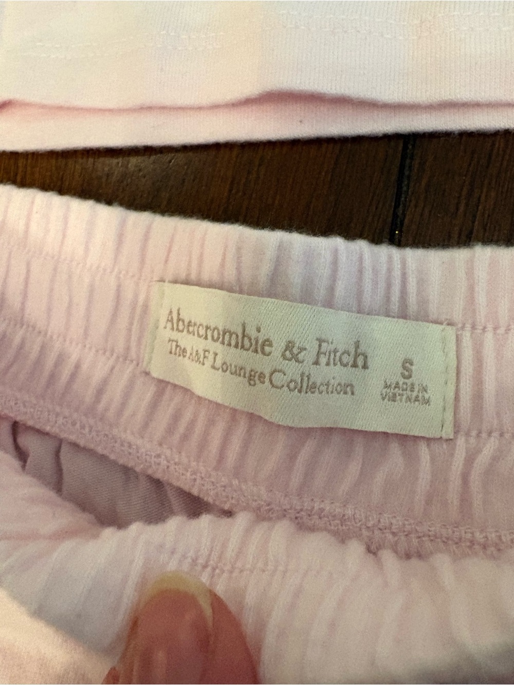 Abercrombie & Fitch Light Pink Lounge Set - Long Sleeve Top & Wide Leg Pants - Picture 8 of 8